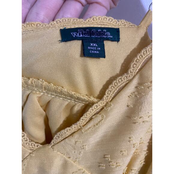Wild Fable NWT babydoll mini dress women’s size XXL yellow textured boho peasant - Picture 5 of 6